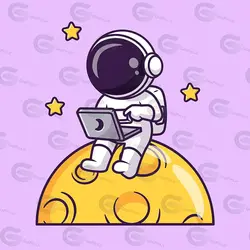 وکتور کارتونی فضانورد و کره ماه کد 218