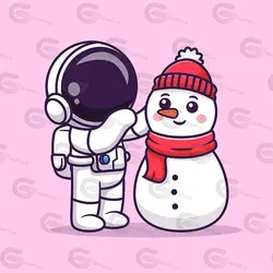 وکتور کارتونی فضانورد و آدم برفی کد 239