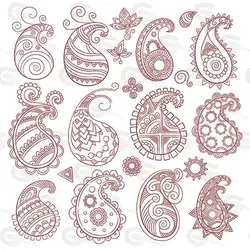 وکتور مجموعه موتیف بته جقه کد 088