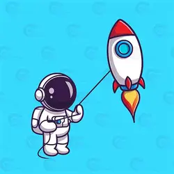 وکتور کارتونی فضانورد و موشک کد 080