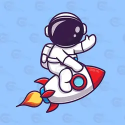 وکتور کارتونی فضانورد و موشک کد 078
