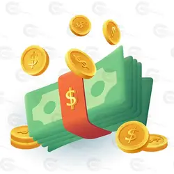 وکتور کارتونی سکه و اسکناس دلار کد 069