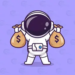 وکتور کارتونی فضانورد و کیسه پول کد 071