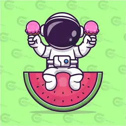 وکتور کارتونی فضانورد و هندوانه کد 427