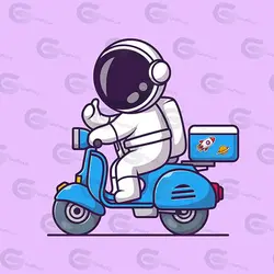 وکتور کارتونی فضانورد پیک موتوری کد 424