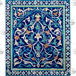 عکس استوک کاشی کاری تذهیب و اسلیمی آبی ایرانی کد 072