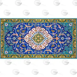 عکس استوک کاشی کاری تذهیب و اسلیمی قدیمی ایرانی کد 077