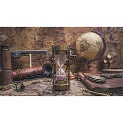 تصویر استاک نقشه قدیمی و ساعت شنی کد 02