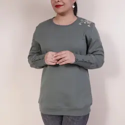 بلوز گلدوزی آستین دکمه دار طناز