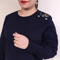 بلوز گلدوزی آستین دکمه دار طناز