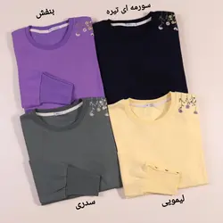 بلوز گلدوزی آستین دکمه دار طناز