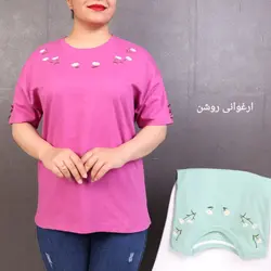 تیشرت آستین سه دکمه رها