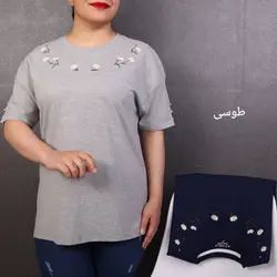 تیشرت آستین سه دکمه رها