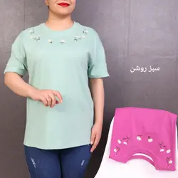 تیشرت آستین سه دکمه رها
