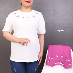 تیشرت آستین سه دکمه رها