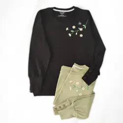 بلوز گلدوزی آستین دکمه دار