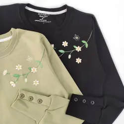 بلوز گلدوزی آستین دکمه دار