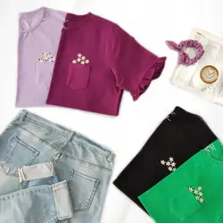 تیشرت  جیب دار  گلدوزی