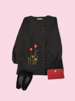 تونیک گلدوزی طرح گل 1