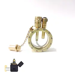 فندک برنجی دست ساز طرح شفاف دایره ای