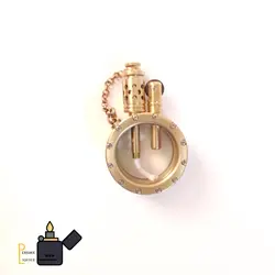 فندک برنجی دست ساز طرح شفاف دایره ای