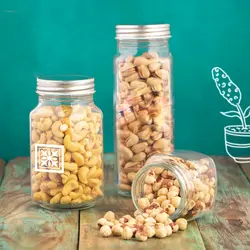 جار شیشه ای چهار گوش سایز 5 با درب فلزی (ظرف شیشه ترشی و مربا)