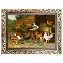 تابلو فرش ماشینی مرغ و خروس - 3061