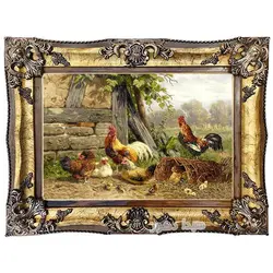 تابلو فرش ماشینی مرغ و خروس - 3056