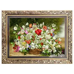 تابلو فرش ماشینی سبد گل لاله - 2323