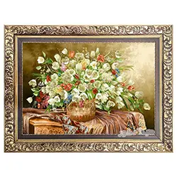 تابلو فرش ماشینی سبد گل لاله - 2308