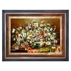 تابلو فرش ماشینی گل و گلدان شیشه ای - 2194