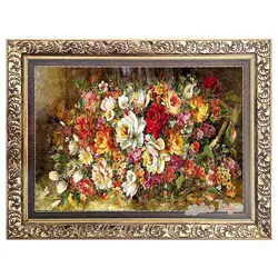 تابلو فرش ماشینی سبد گل رز - 2635