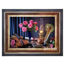 تابلو فرش ماشینی گل و ویولن - 2551