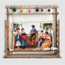 دار قالی دکوری طرح تابلوفرش ماشینی گیتار زن کد 8508