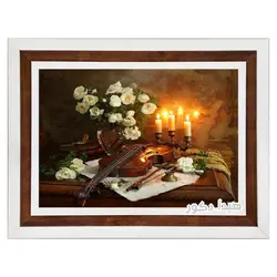 تابلو فرش ماشینی گل رز و ویولن - 2724