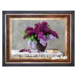 تابلو فرش ماشینی گلدان گل سنبل - 2550