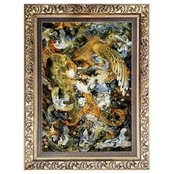 تابلو فرش ماشینی مینیاتور چنگ زن - 5807