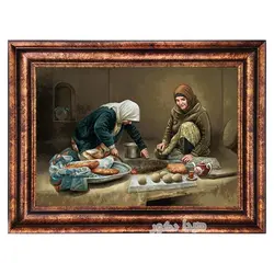 تابلو فرش ماشینی نان پز روستا - 3325