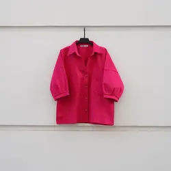 شومیز دوجیب کتان کوتاه