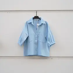 شومیز دوجیب کتان کوتاه