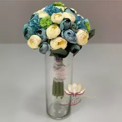 دسته گل عروس نسترن آبی - مهرآذین شاپ