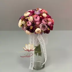 دسته گل عروس نسترن یاسی - مهرآذین شاپ