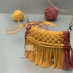 کیف مکرومه دو رنگ - مهرآذین شاپ