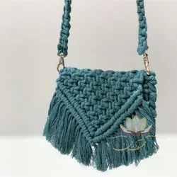 کیف مکرومه کتان کله غازی کوچک - مهرآذین شاپ