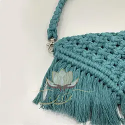 کیف مکرومه کتان کله غازی کوچک - مهرآذین شاپ