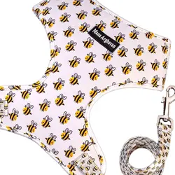 ست قلاده هارنس + لید طرح زنبوری مانا ارغوان