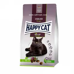 غذای خشک سوپرپرمیوم گربه عقیم شده هپی کت حاوی گوشت بره