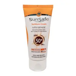 کرم ضد آفتاب رنگی فاقد جاذب شیمیایی سان سیف اس پی اف 50 بژ طبیعی 50 میلی لیتر _ SUNSAFE
