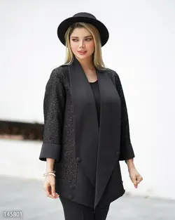 مانتو یقه آرشال بلند مدل سوگل جنس ژاکارد کد 616