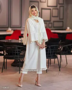 مانتو بلند مدل گلشید جنس پارچه حریر طرح دار جلو کنف دوزی 656